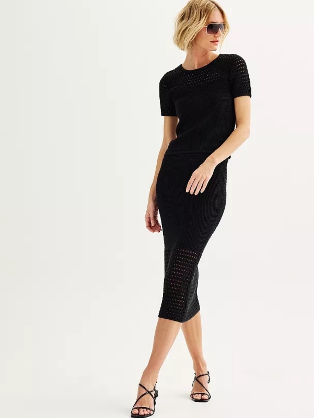 Nine West‎ Black Crochet Skirt 2x Plus